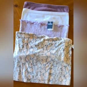 TUBE TOP Combo! Hollister Lavender Ribbed TubeTop, Spring Color Snakeskin Print,